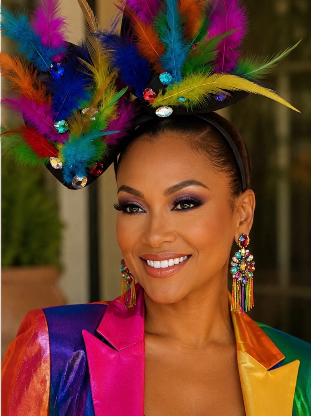 Vibrant Multicolor Feather Headpiece
